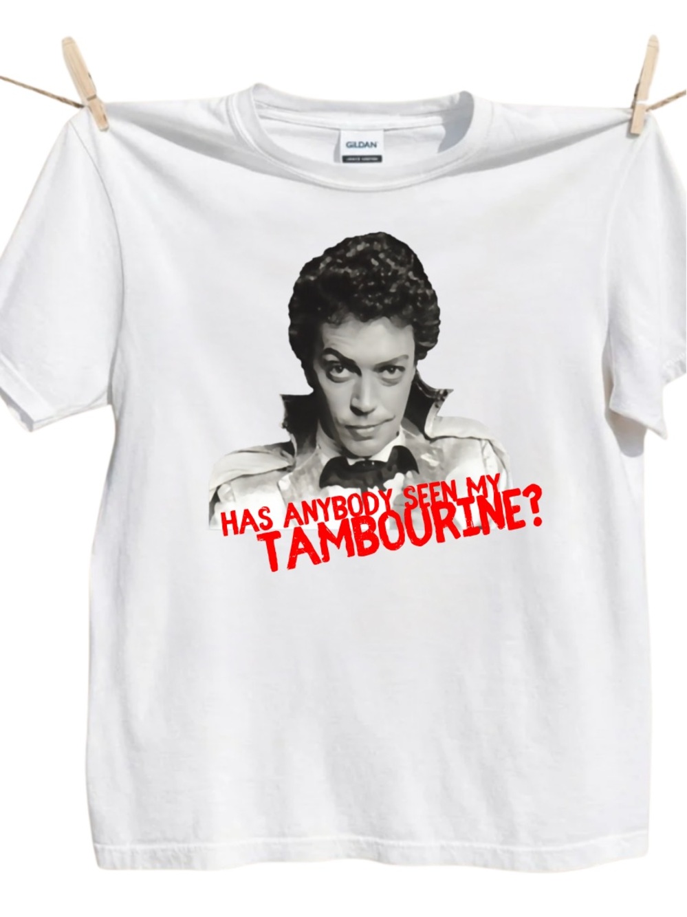 Gildan White Short-Sleeve Has Any body seen my Tambourine Graphic Tee